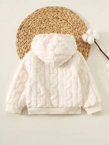 SHEIN Niedlicher Kapuzenpullover für neugeborene Babyjungen, gestricktes farbblockiges gestreiftes Bärenmuster Top, weich & bequem, vielseitig einsetzbar, geeignet für Herbst & Winter