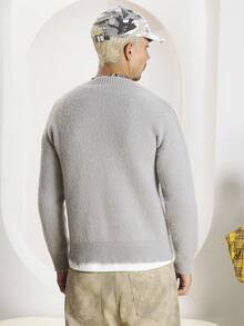 STEELVANCE Suéter holgado de cuello redondo de manga larga de estilo casual y urbano para hombres, otoño e invierno