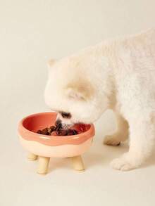 Zazumi PETSIN 1pc Pet Cat Neck Protective Water/Food Bowl, Plastic Macaron Color 4-Legs Bowl