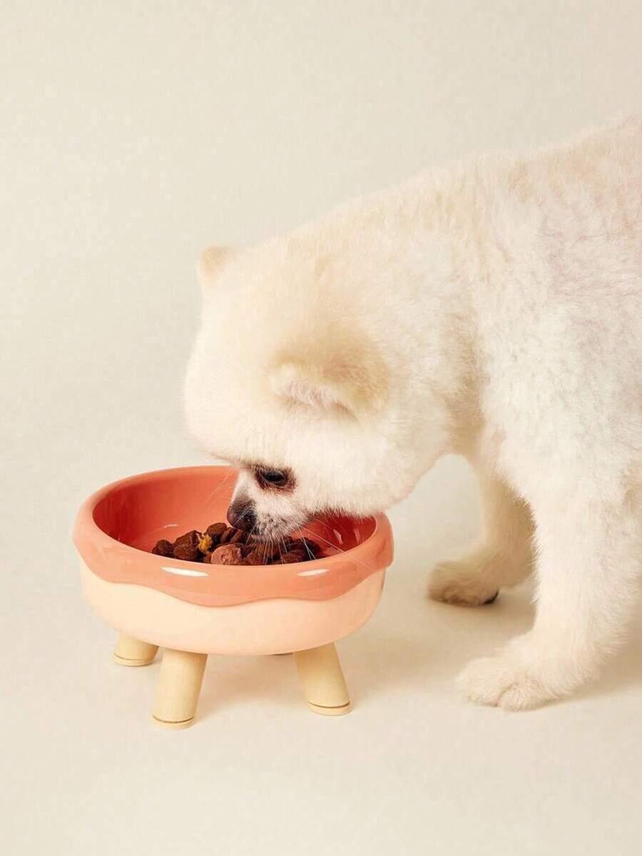 Zazumi PETSIN 1pc Pet Cat Neck Protective Water/Food Bowl, Plastic Macaron Color 4-Legs Bowl