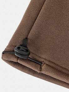 SHEIN Girlism 少女休闲/校园、返校、运动/圆领/刺绣/猪鼻扣/松紧下摆/连帽衫/运动裤/两件套/波西米亚风/街头服饰~套头衫~运动服~舒适 - 棕色 - 查看 12