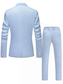 Calvornis Conjunto de Terno de Negócios e Passeio Masculino de Cor Sólida (Jaqueta e Calça)