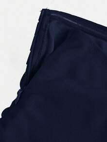 SHEIN Girlism 优雅荷叶边纯色针织筒裙，时尚派对和活动之选 - 藏蓝色 - 查看 5