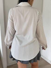 Vibekara 休闲优雅简约系带腰部办公室女士前开襟衬衫，大码，初秋 - 杏色 - 查看 2