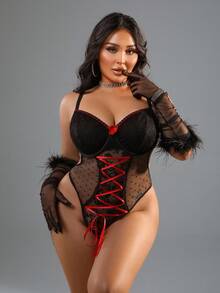 SpicyHot 1 pieza Lencería de encaje talla grande body - Multicolor - Ver 3