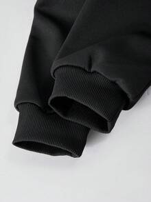 SHEIN Explorewe Casuvi 儿童男童两件套：针织羊毛拼布绗缝连帽衫 + 罗纹袖口运动裤，适合秋冬季休闲、运动、度假 - 彩色 - 查看 4