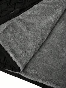 SHEIN Clasi Áo khoác nữ cỡ lớn màu đen phối xám dày dặn, có dây rút eo, lót lông mềm mại, tay dài, có mũ trùm đầu, kiểu dáng thường ngày, có dây rút eo, chần bông, giữ ấm và chống lạnh, thoải mái và ấm áp, mẫu mới 2025, mùa đông, cổ điển, đi chơi, mùa thu, mùa đông, công sở, sang trọng, trang phục Halloween, phong cách quý tộc xưa. - màu đen - Xem 13