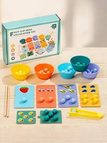 Zazumi 1PC Bead Clamping Matching Toy Montessori Early Education Fine Motor Skill Training Number Fruit Cognition Focus Training Tool For Kids - Multicolor - View 1