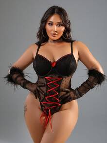 SpicyHot 1 pieza Lencería de encaje talla grande body - Multicolor - Ver 4