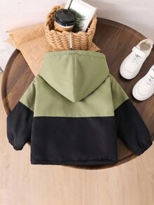 1pc Young Boy's Casual Color Block Thickened Hooded Loose Jacket, New Autumn/Winter Back To School Fall - Multicolor - View 2