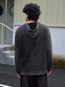 STONE DISTRICT Sudadera con capucha de manga larga con estampado de letras y dibujos animados desgastada y vintage para hombres, sudaderas gráficas, academia, otoño, sudadera de invierno