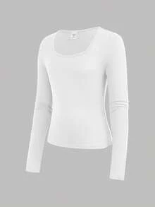 Girlism 4 件套青少年女童圆领长袖针织纯色修身百搭上衣，适合秋冬季的百搭 T 恤 - 彩色 - 查看 7