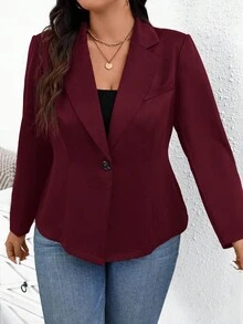 SHEIN Essnce Quần áo thu nữ cỡ lớn Phong cách Pháp mới Thời trang thường ngày Đi làm thanh lịch Quần áo công sở Quần áo trở lại trường Quần áo giáo viên Kinh doanh Trang phục chuyên nghiệp Trang phục tự hào Áo đen Quần yếm công sở thường ngày Plus Áo đi chơi Áo khoác đen - Màu Hoa hồng đỏ - Xem 3