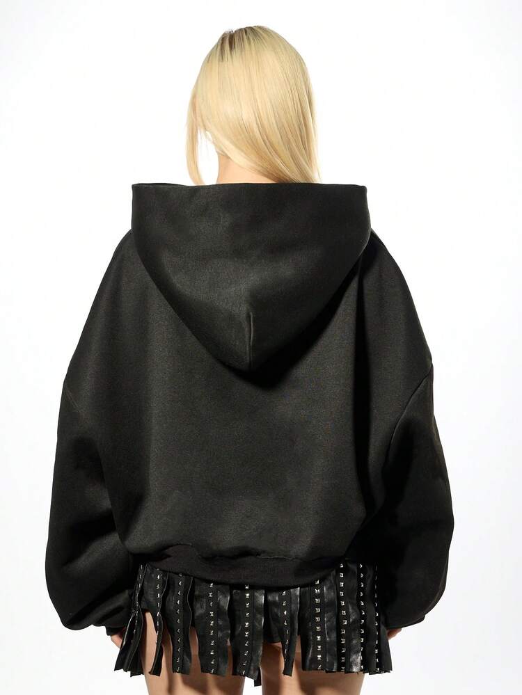 SUMWON WOMEN Rhinestone Monster Fang Hoodie With Sparkle Teeth