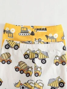 Cozy Pixies 4 pezzi Set pigiama aderente per bambino, stampa di dinosauri cartoni animati, maglia in morbido tessuto a maglia con collo a giro e pantaloni lunghi in vita elastica