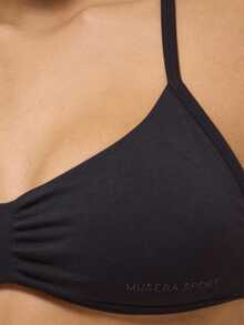 Musera Sport Set da 3 reggiseni sportivi casual con collo alto e arricciature, colori misti, adatti per attività fisica, palestra, autunno, ritorno a scuola