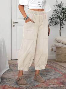 EMERY ROSE Women's Casual Washed Denim Lantern Jeans - Apricot - View 6