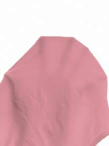 EMERY ROSE Summer Casual V-Neck T-Shirt With Water-Soluble Lace Patchwork - Pink - View 7