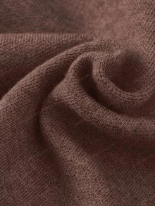 SHEIN EZwear Women's Solid Color Oblique Shoulder Raglan Sleeve Casual Loose Knit Sweater, Autumn/Winter Brown Sweater Off Shoulder Sweater Chocolate Brown Top - Brown - View 5