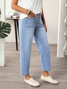 EMERY ROSE Women's Casual Commuter Washed Tapered Jeans - Blue - View 4