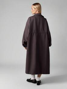 MISSGUIDED Manteau d'hiver long en coton, oversize, mode haute couture, avec ceinture à la taille, trench long, veste élégante à manches longues avec col large, mode automne - Gris - Voir 2