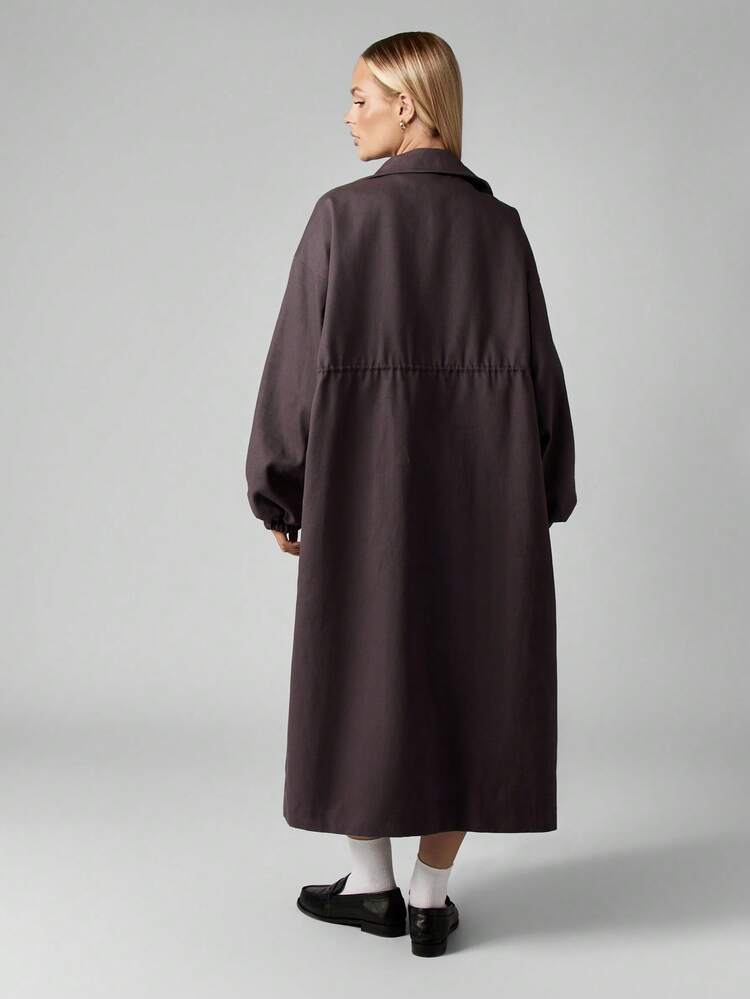 MISSGUIDED Cotton Women Longline Winter Coat Oversized High Fashion Belted Waist Full Length Trench Outerwear Elegant Long Sleeve Jacket With Wide Collar Fall Fashion