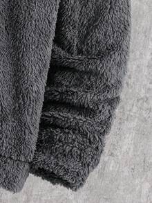 SHEIN Moletom de lã para meninos pré-adolescentes com letra bordada, modelagem folgada, ideal para escola, esportes, passeios e festas no outono/inverno. - Cinza - Ver 3