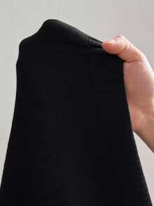 Sunspun Plus Size Solid Color Casual Pullover Sweater, Autumn/Winter - Black - View 7