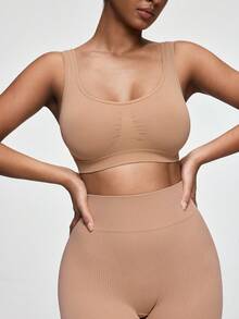 SHAPORA 女士无缝U型简约舒适文胸 - 杏色 - 查看 4