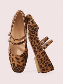 CUCCOO DOLLMOD Women's Leopard Print Buckle Design Casual Flat Loafers - Multicolor - View 2