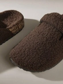 Solecia Women Casual Versatile Round Toe Faux Fur Slippers For Christmas - Coffee Brown - View 6