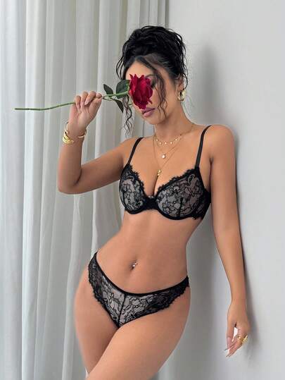 Seduluxe Women Kanten Underwire Zachte Cup Com Tafel BH Set view 3