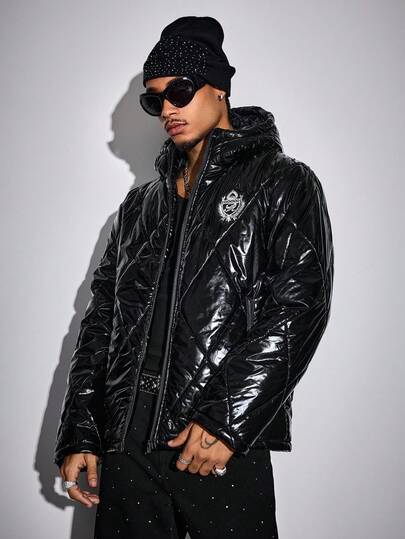 Street Life معطف مبطن مقصوص بسحاب مع كابوت للرجال، للشتاء، للخريف