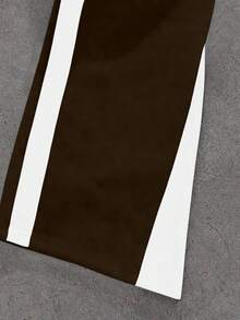 PAVTROS Manfinity Streetrush Y2K 男士休闲彩色块字母印花抽绳腰运动裤，男士星星印花运动裤，灰色男士运动裤，男友礼物，圣诞礼物 - 咖啡棕 - 查看 5