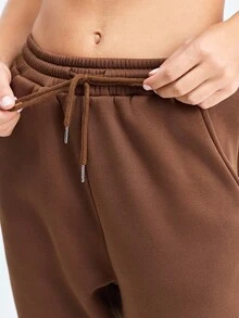 女士三件套抽绳腰斜插口袋休闲裤 - 彩色 - 查看 6