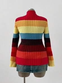 Sunspun Damen Große Größen süßer, lässiger Farbblock Pullover - Verschiedenfarbig - Übersicht 2