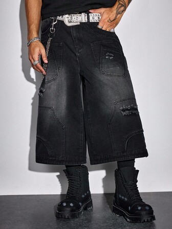 Street Life Jeans amples délavés avec poche dégradé pour hommes