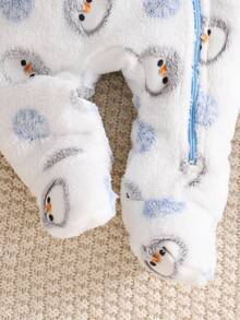 Cozy Pixies 新生男宝宝卡通熊耳连帽长袖抓绒连体衣秋冬款 - 彩色 - 查看 4