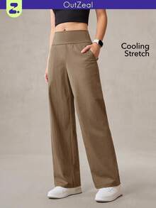 OutZeal Pantalones deportivos de pierna recta con bolsillos laterales de tacto fresco para mujer, de uso diario y casual