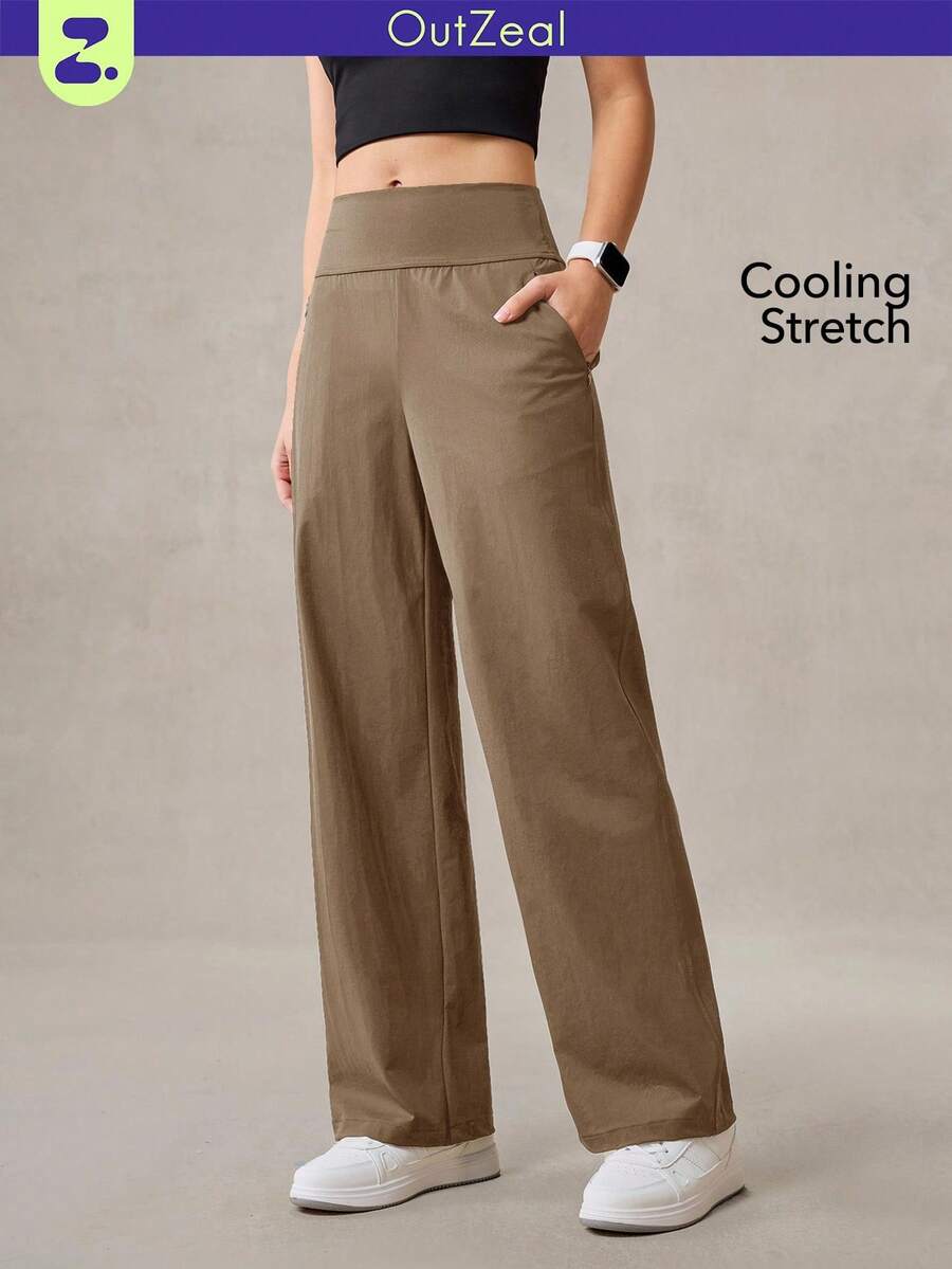 OutZeal Pantalones deportivos de pierna recta con bolsillos laterales de tacto fresco para mujer, de uso diario y casual