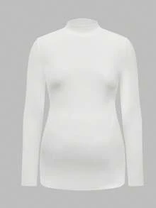 Modmama 孕妇纯色立领修身长袖 T 恤，秋冬孕妇上衣女式孕妇衬衫女式长袖上衣高领上衣 - 杏色 - 查看 4