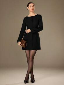 NOVVYNE 女式时尚休闲性感优雅黑色西装迷你连衣裙