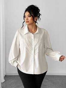 Elenzga Une chemise élégante et stylée en automne pour femme, de grande taille et tissée - Nude - Voir 5