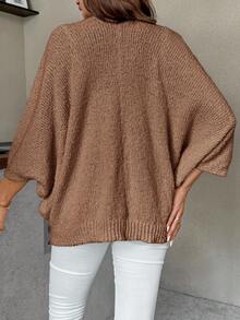 SHEIN Batwing Sleeve Front Twist Decor Solid Color Maternity Sweater Summer Cardigan For Women Brown Maternity Dress Brown Cardigan Maternity Cover Up Maternity Clothes Fall - Brown - View 2