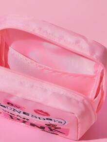 Mean Girls | SHEIN 1 件/套卡通图案印花涤纶储物袋，可用作女性卫生用品、数码设备、小物品储物袋，“太棒了，星期三我们穿粉色”