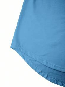 Manfinity Homme Men's Casual Versatile Simple Letter Print T-Shirt, For Fall, Long Sleeve Top - Blue - View 3