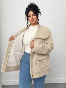 Elenzga Halloween Plus Size Coats - Khaki - View 8