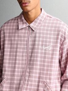 Crop Fit Long Sleeve Checked Shirt Jacket Casual Zipper Front Collared Overshirt Lightweight Spring Autumn Classic Regular Fit Casual Everyday Wear - Multicolor - View 4
