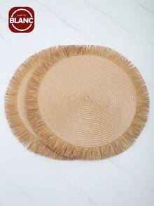 4 piezas Mantelito individual con diseño de fleco - Café integral - Ver 2