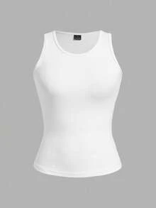 Tseoso 2pcs Casual Round Neck Slim Fit Women's Tank Top Suitable For Summer Back To School, Early Autumn, Winter, 95% Cotton, Suitable For Summer, Vintage, Cute Summer Top, Soft-Girl, Summer Outing Items, Home, Back To School, Fall Women , Versatile, Teacher, Office For Women, Going Out Top Women, Gift For Mom - White - View 6